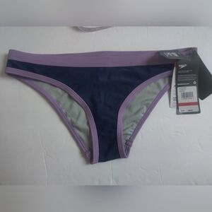 🆕 Speedo Blue & Purple Athletic Swim Brief UPF 50 Bikini bottoms pool beach_XS